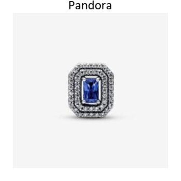 Pandora Blue Sparkling Leveled Rectangular Charm - Picture 3 of 4